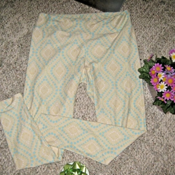 LuLaRoe Blue Pink Logo Button Pocket Shirt & Cream Blue Dot Leggings Set 3XL TC - Picture 5 of 5